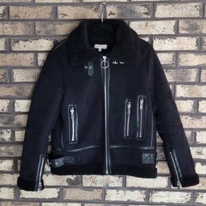 C - Philosophy black jacket, faux fur & faux sherpa
